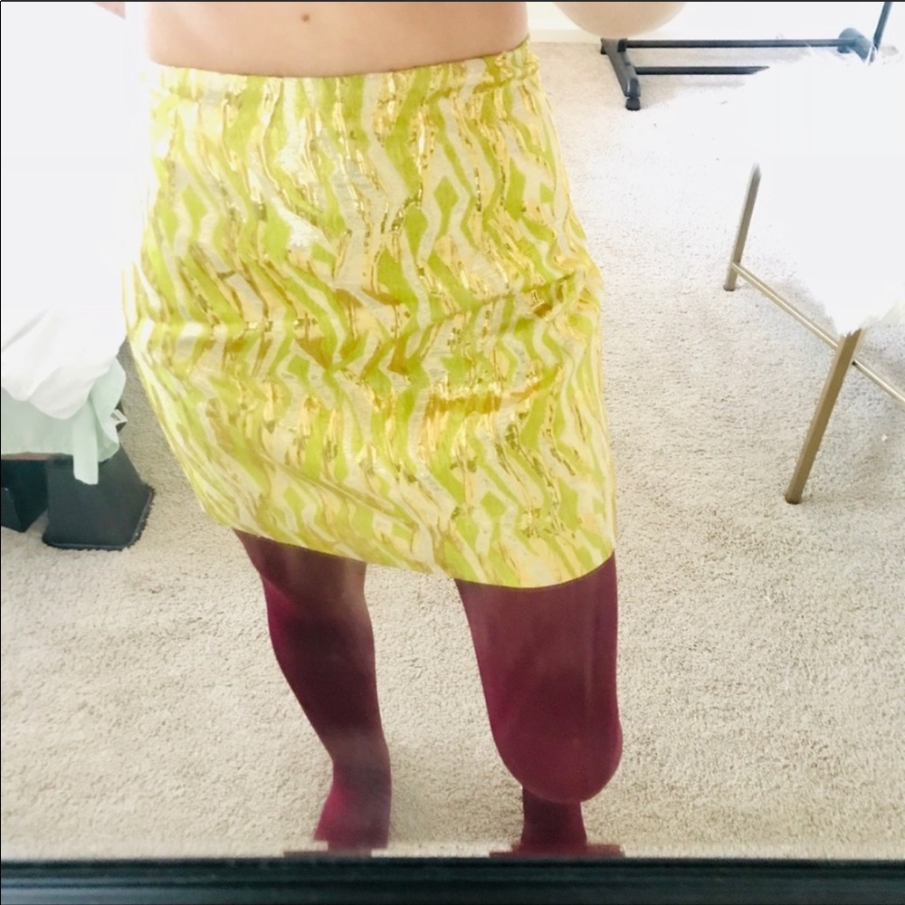 J. Crew collection gold metallic mini skirt